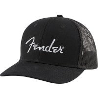 Load image into Gallery viewer, Fender Silver Thread Logo Snapback Trucker Hat, Black - One Size Fits Most