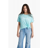 Load image into Gallery viewer, Fender Spaghetti Logo T-Shirt, Daphne Blue - XL