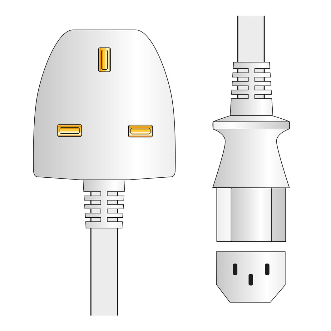 Mercury Power Lead UK Plug - IEC White 2.0m