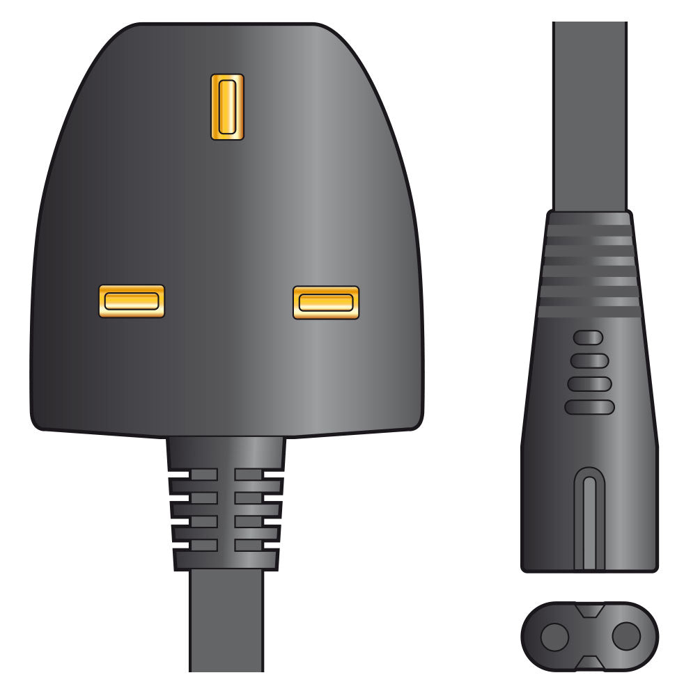 Mercury Mains Power Lead UK Plug - Fig 8 Black 2.0m