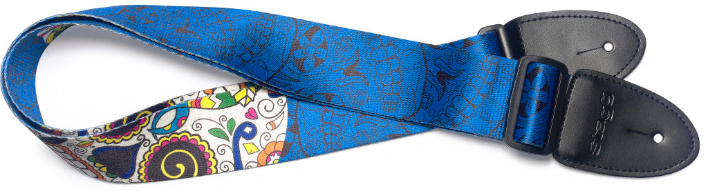 Stagg Terylene Strap Mexican Skull Blue
