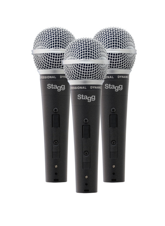 Stagg 3x Dynamic Microphone Card Dc78+Cable XLR/XL
