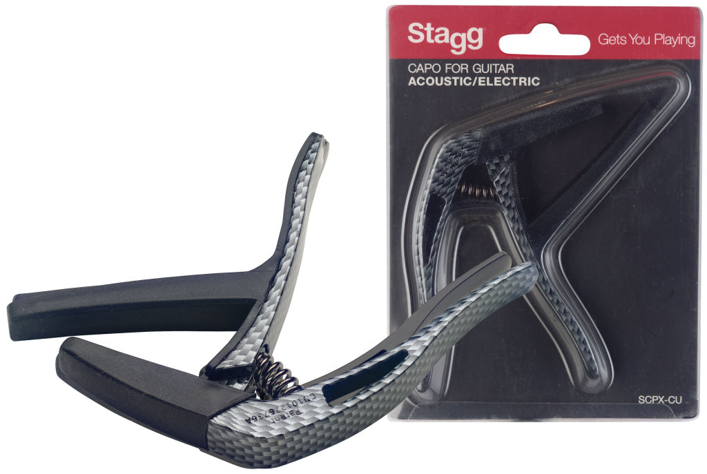 Stagg Curved Trigger Capo Acoustic and Electric Carbon