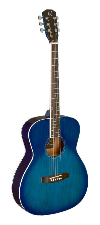 J.N Guitars Auditorium Acoustic Guitar Solid Spruce Transparent Blue Burst