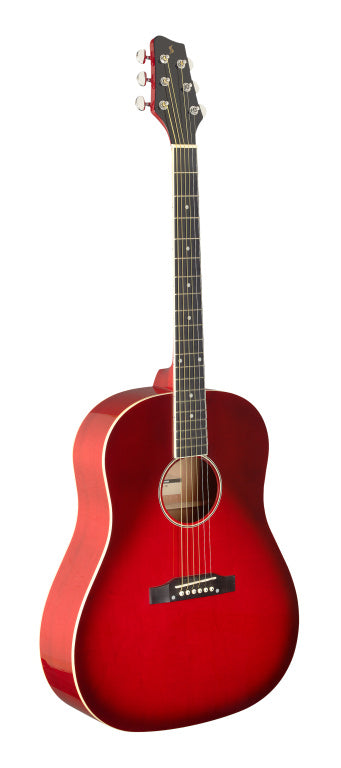 Stagg Acoustic Guitar Slope Shoulder Transparent Red