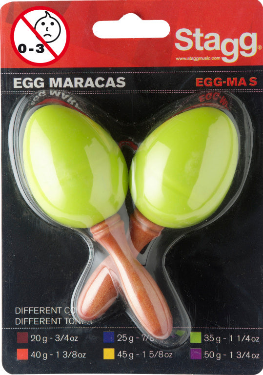 Stagg 2 Pieces Egg Maracas S/1 1/4Oz/Green