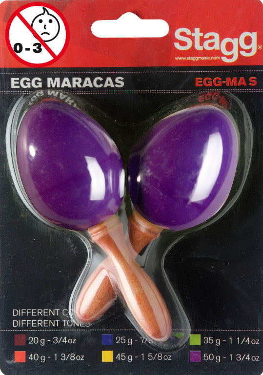 Stagg 2 Piece Egg Maracas, 7/8 Oz, Purple