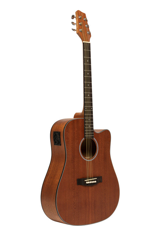 Stagg Electro Acoustic Guitar Cutway Dreadnought Sapele Natural