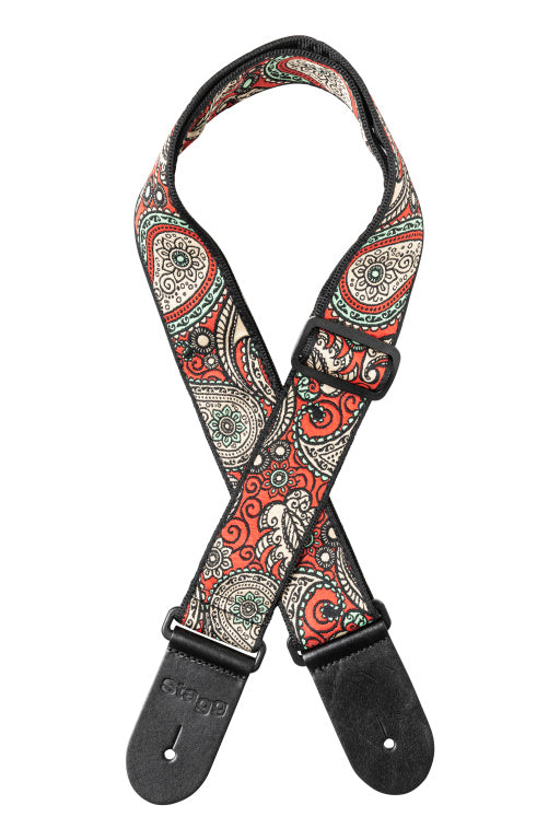 Stagg Woven Strap Paisley1 Red