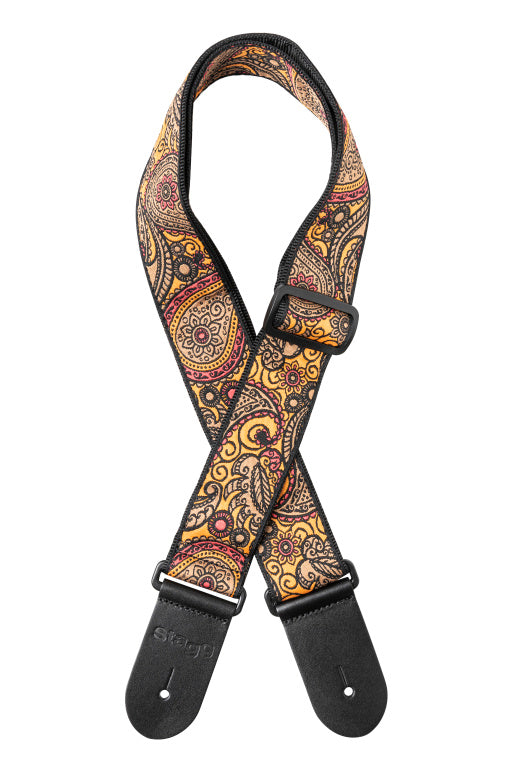 Stagg Woven Strap Paisley1 Orange