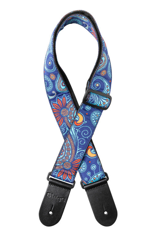 Stagg Woven Strap Paisley2 Blue
