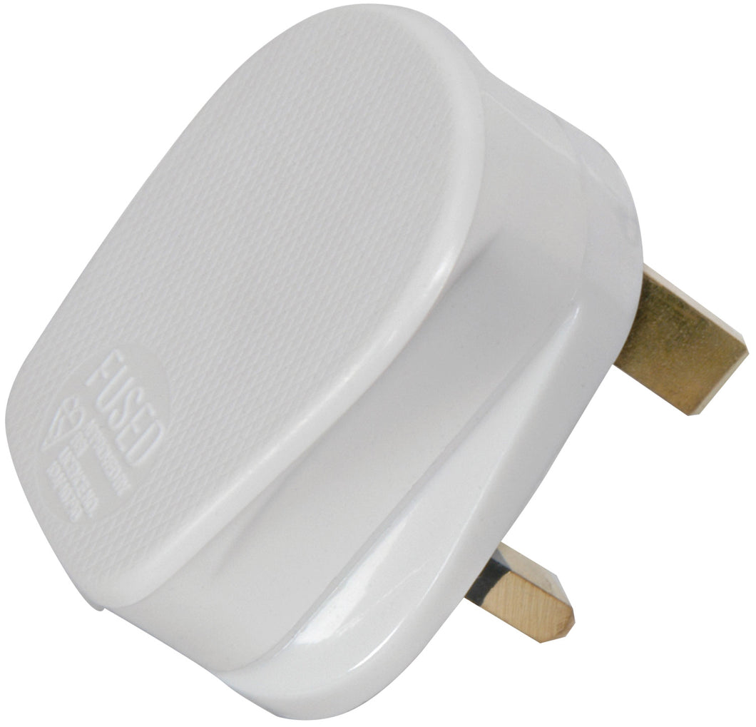Mercury Rubber UK mains plug, 13A fuse, white