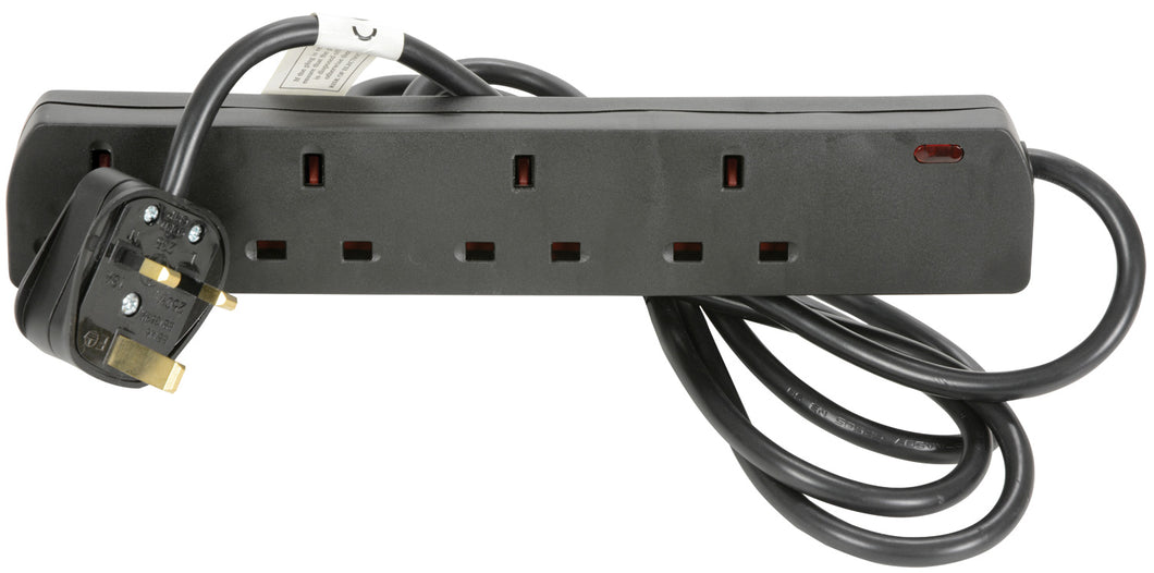Mercury UK 4-Gang Extension Lead Black 2.0m