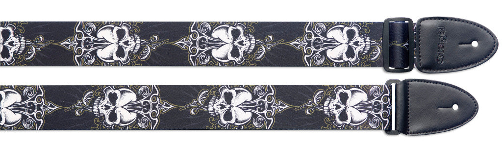 Stagg Terylene Guitar Strap/Black Skull