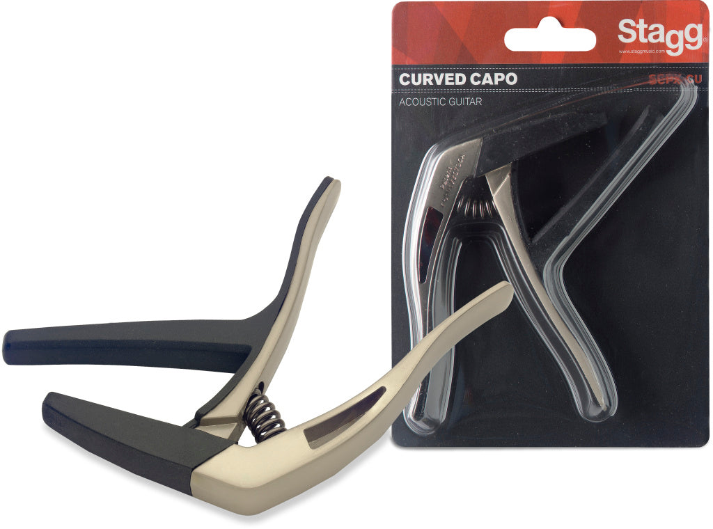 Stagg Curved Trigger Capo-Acoustic and Electric Guitar-Beige