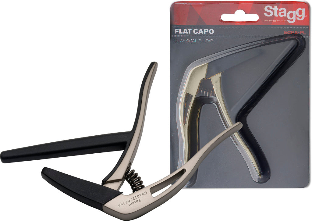 Stagg Flat Trigger Capo-Class Guitar-Biege