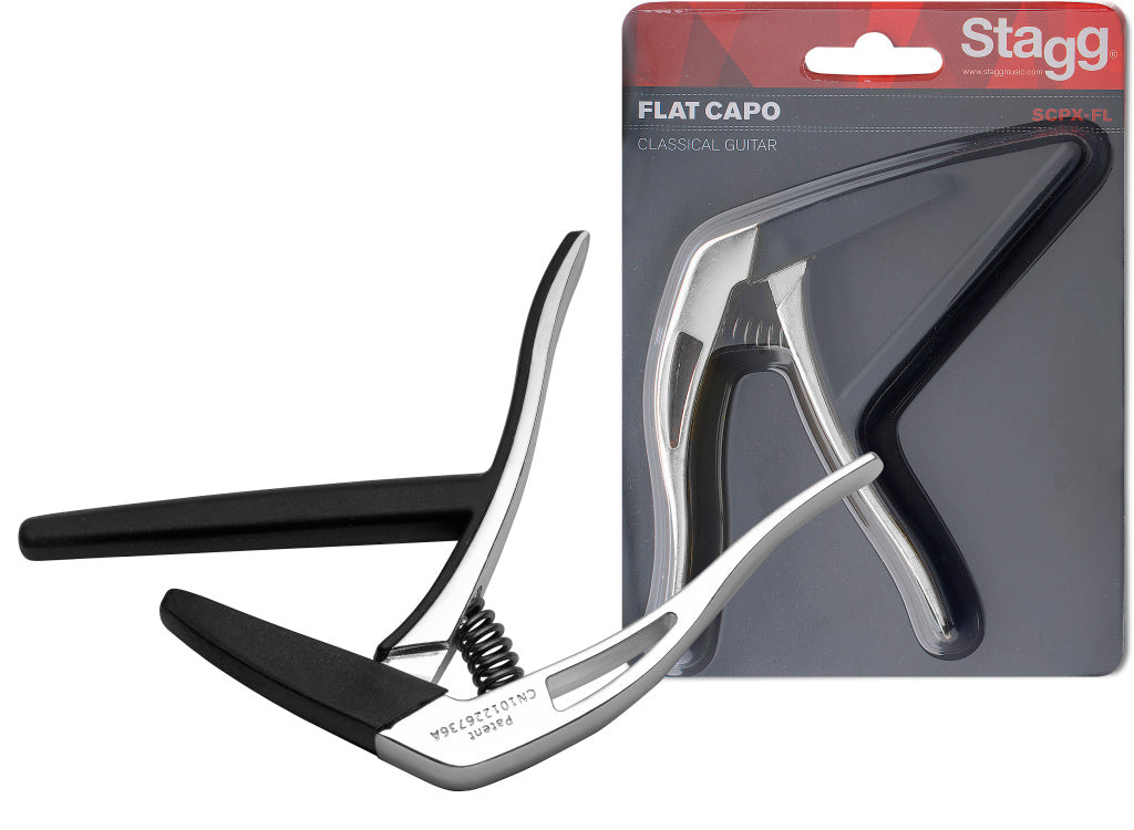 Stagg Flat Trigger Capo-Class Guitar-Chrome