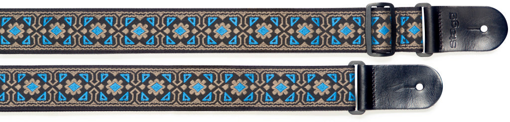 Stagg Woven Nylon Guitar Strap Flower-Blue