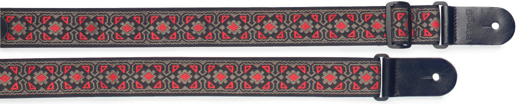 Stagg Woven Nylon Guitar Strap Flower-Red
