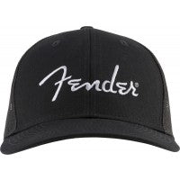 Load image into Gallery viewer, Fender Silver Thread Logo Snapback Trucker Hat, Black - One Size Fits Most
