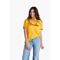 Load image into Gallery viewer, Fender Spaghetti Logo T-Shirt, Butterscotch Blonde - M
