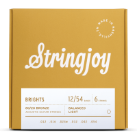 Stringjoy Brights | Light Gauge (12-54) 80/20 Bronze Acoustic Guitar Strings