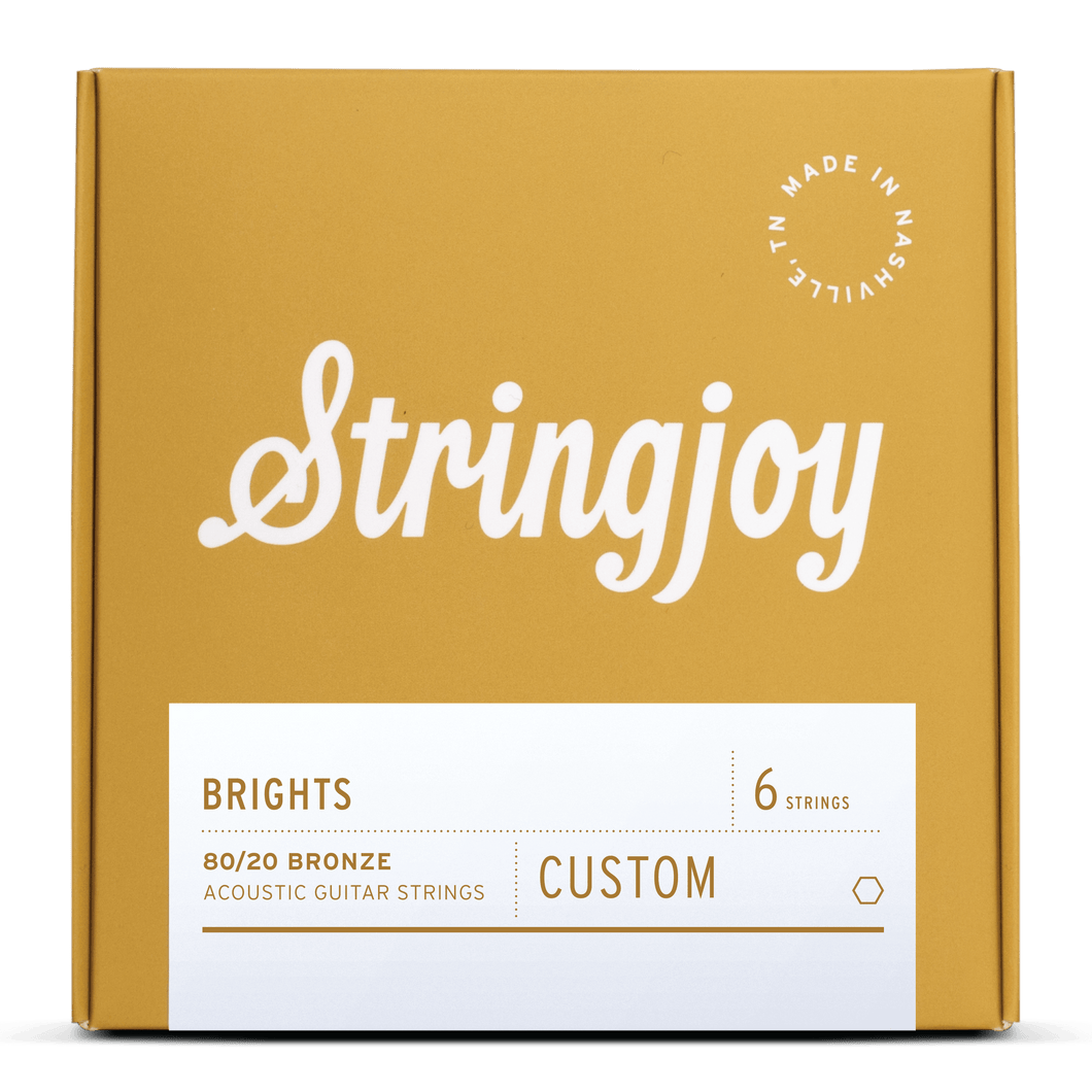 Stringjoy Brights | Custom 6 String 80/20 Bronze Acoustic Guitar Strings
