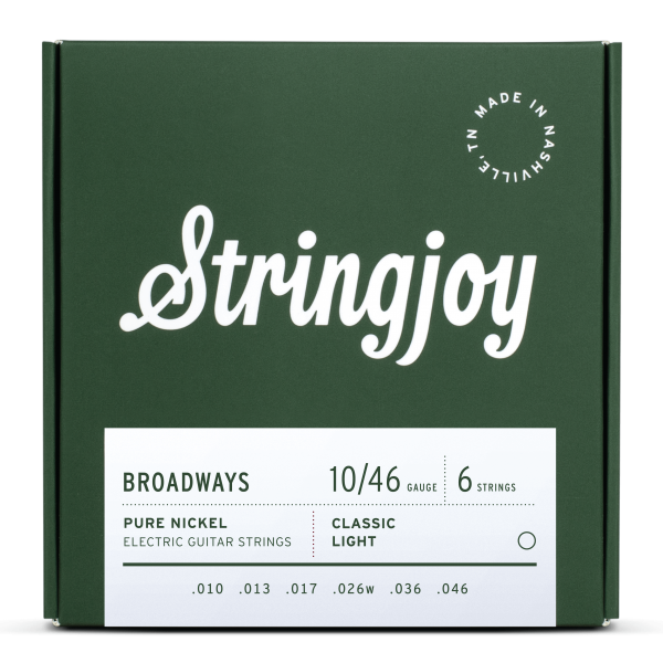 Stringjoy Broadways | Classic Light Gauge (10-46) Pure Nickel Electric Guitar Strings