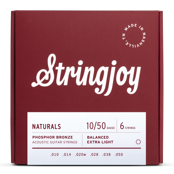 Stringjoy Naturals | Extra Light Gauge (10-50) Phosphor Bronze Acoustic Guitar Strings