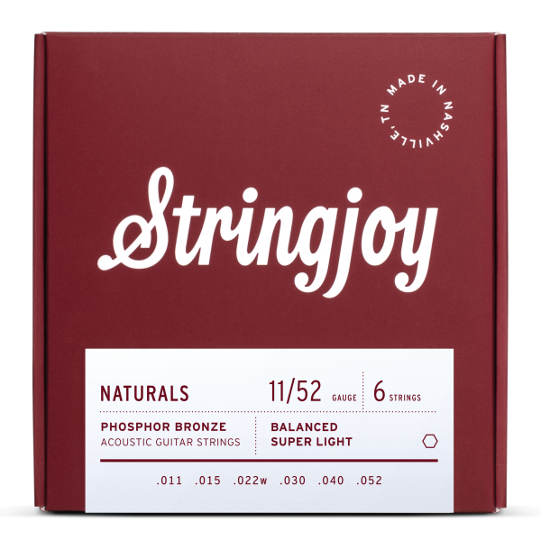 Stringjoy Naturals | Super Light Gauge (11-52) Phosphor Bronze Acoustic Guitar Strings
