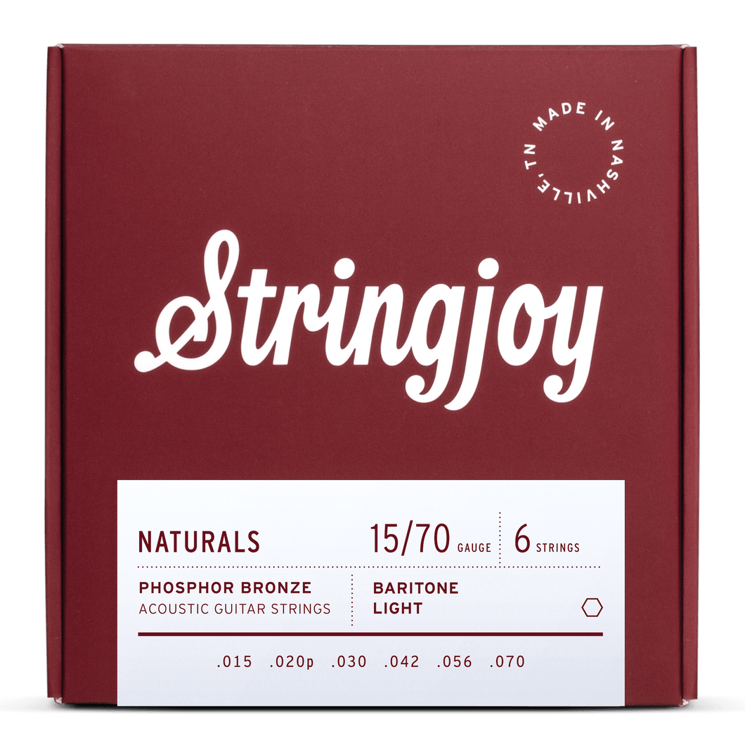 Stringjoy Naturals | Baritone Light Gauge (15-70) Phosphor Bronze Acoustic Guitar Strings