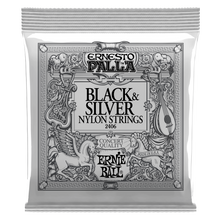 Load image into Gallery viewer, Ernie Ball Ep 2406 Nylon Black&amp;Silver Set
