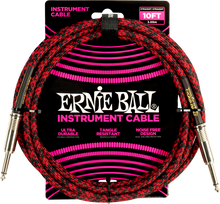 Load image into Gallery viewer, Ernie Ball 10Ft Braided Straight-Straight Red Black
