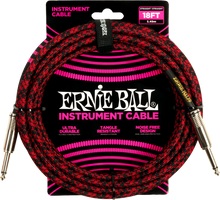 Load image into Gallery viewer, Ernie Ball 18Ft Braided Straight-Straight Red Black
