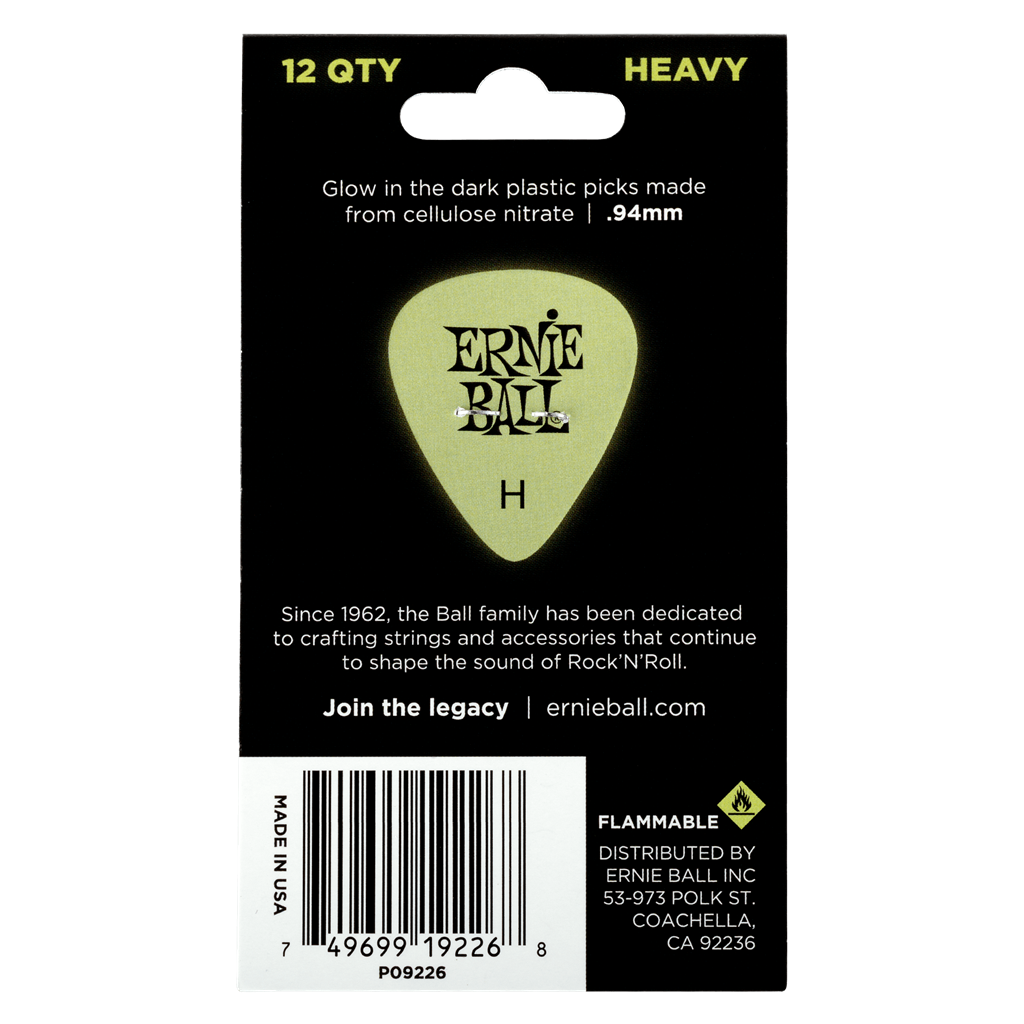 Ernie Ball Heavy Super Glow Pick x 12