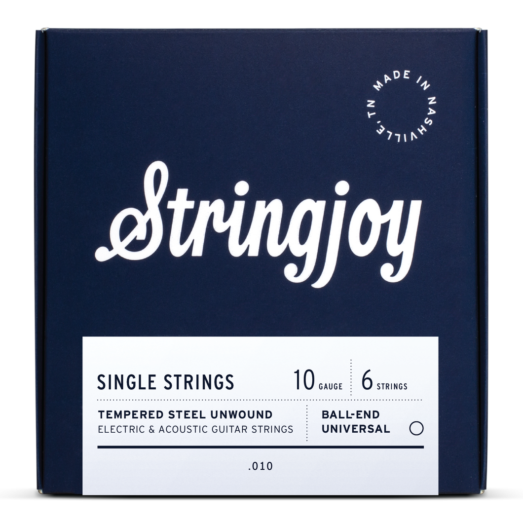 Stringjoy Signatures | Single Nickel Wound Electric Guitar Strings - 010 Gauge (Pack of 6)