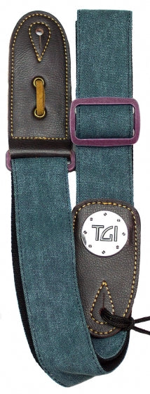 Tgi Guitar Strap Woven Green Denim Purple Buckle