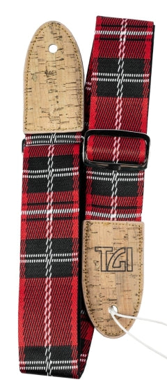 Tgi Guitar Strap Woven Cotton Vegan - Red Tartan