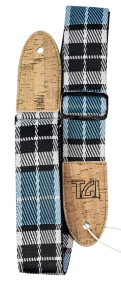 Tgi Guitar Strap Woven Cotton Vegan - Blue Tartan