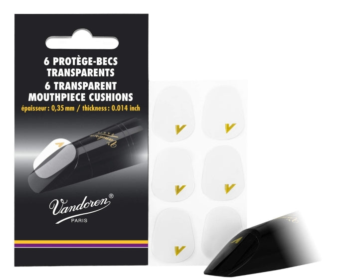 Vandoren Mouthpiece Cushions - Thin 0.35Mm Transparent (Pack Of 6 Patches)