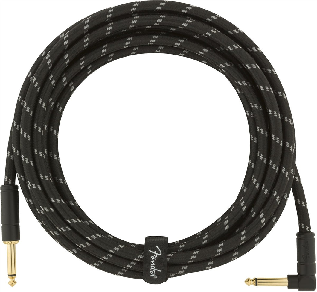 Fender Deluxe 15' Straight/Angled Instrument Cable Black Tweed