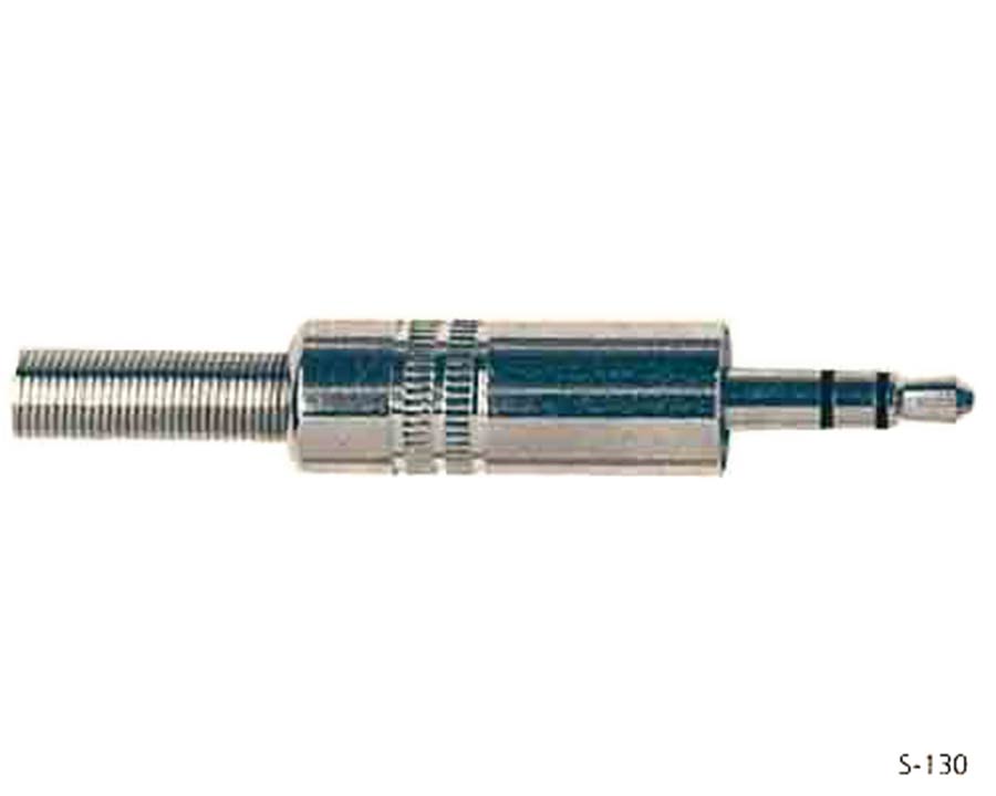 Jack plug mini, 3,5mm, nickel, with spring 5mm, 3-pole