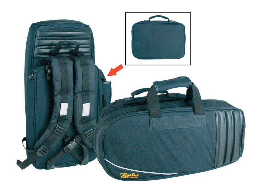 Gig-bag for flugelhorn, black cordura, 25 mm padded, with straps and accessory pocket