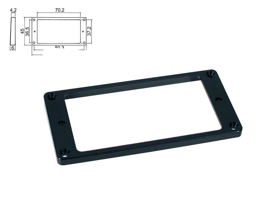 Pickup ring, humbucker, flat, black, plastic, height: 4,2- 6,0mm, low