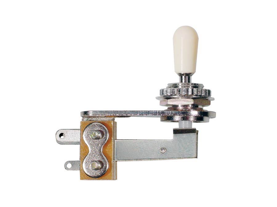 Toggle switch 3-way, angled model, chrome, with ivory plate and cap