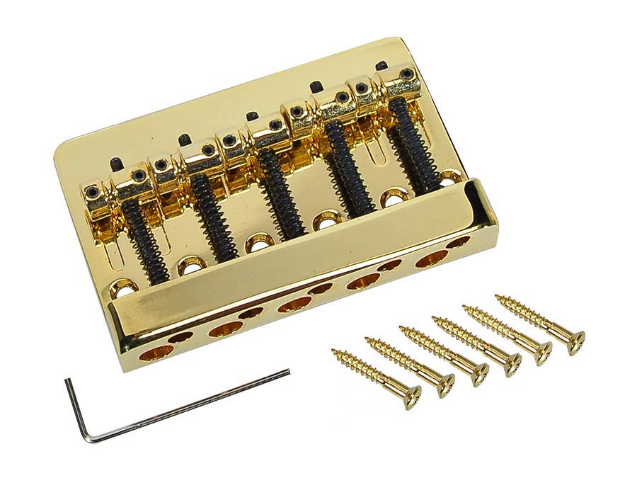 Bridge-tailpiece, Jocker/ Puncher bass, 5-string, pitch 16mm, gold