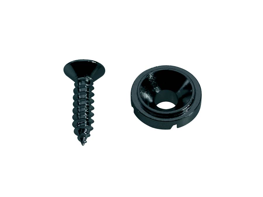 String retainer, button model, with screw, diameter 10mm, height 5mm, black