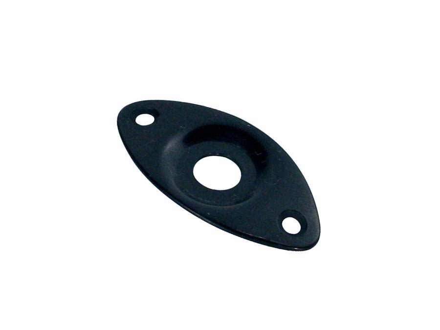 Jack plate, football shape, recessed hole, slanted metal, black