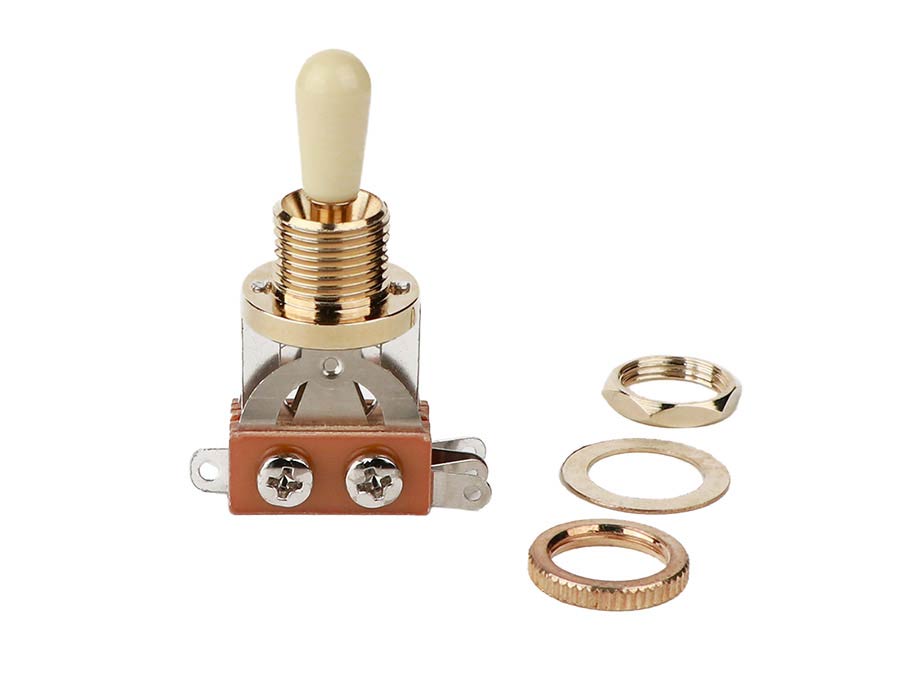 Toggle switch 3-way, open, gold lacquer, ivory cap