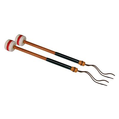hard felt head (5,5 cm.) with stripe, pair, wooden shaft (30cm)